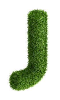 3D Letter J photo realistic isometric projection grass ecology theme on white
