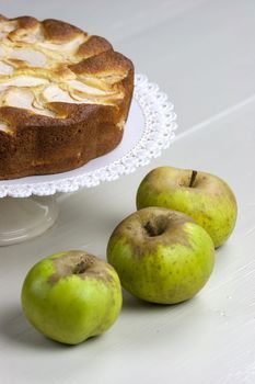 Homemade italian baked apple pie over a white table