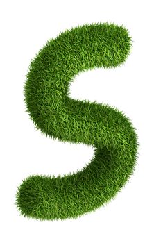 3D Letter S photo realistic isometric projection grass ecology theme on white