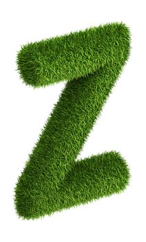 3D Letter Z photo realistic isometric projection grass ecology theme on white