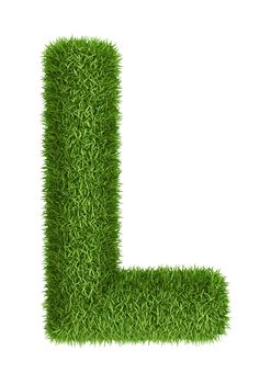Letter L  isolated photo realistic grass ecology theme on white
