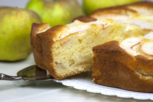 Homemade italian baked apple pie over a white table