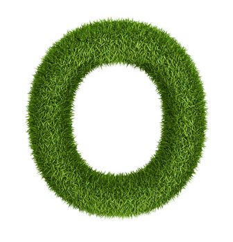 Letter O  isolated photo realistic grass ecology theme on white