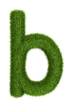 Letter b lowercase photo realistic grass ecology theme on white