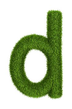 Letter d lowercase photo realistic grass ecology theme on white