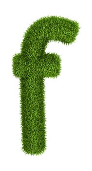 Letter f lowercase photo realistic grass ecology theme on white
