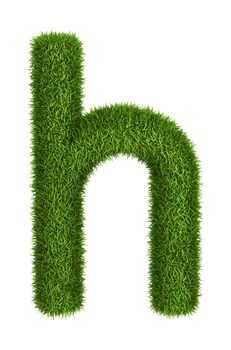 Letter h lowercase photo realistic grass ecology theme on white