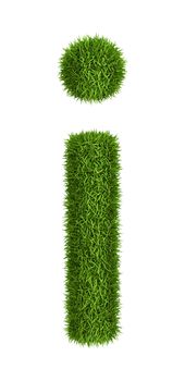 Letter i lowercase photo realistic grass ecology theme on white