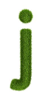 Letter j lowercase photo realistic grass ecology theme on white