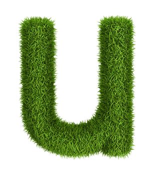 Letter u lowercase photo realistic grass ecology theme on white