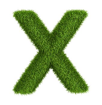 Letter x lowercase photo realistic grass ecology theme on white