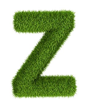 Letter z lowercase photo realistic grass ecology theme on white