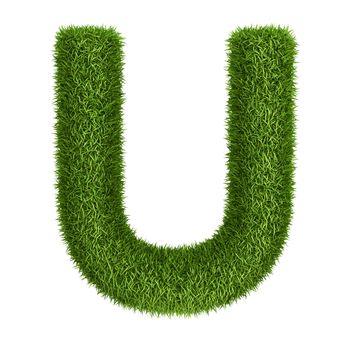 Letter  U isolated photo realistic grass ecology theme on white