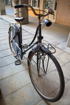 old bicycle stops on the stand