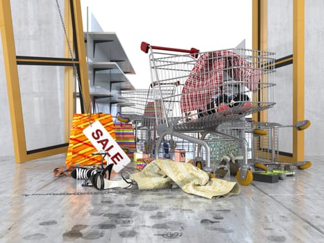 shopping sale concept background with shopping trolley