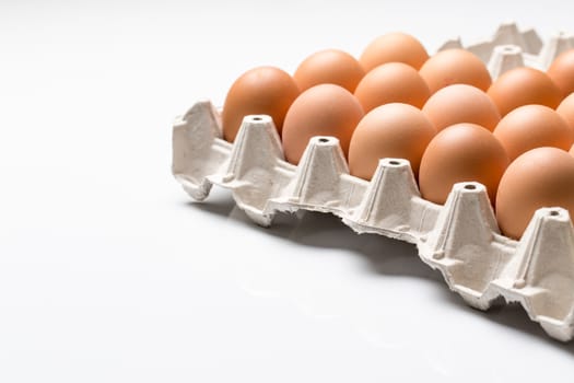 Eggs on white background