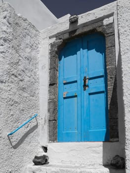 Typical blue door at the Greek islands