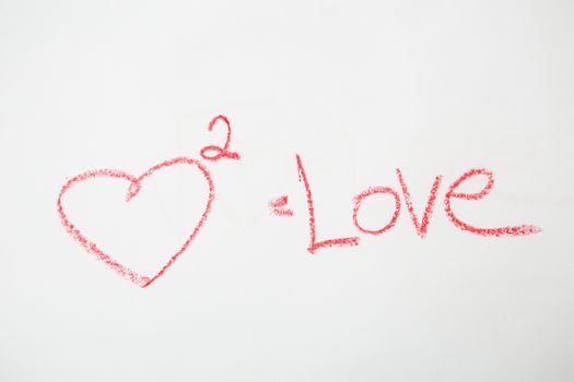Heart on white. Handwritten love formula. Creative card