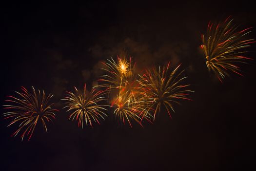 Colorful fireworks over dark sky