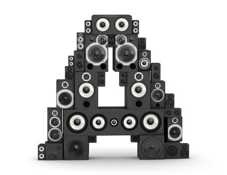 Letter A from black hi-fi speakers sound systems