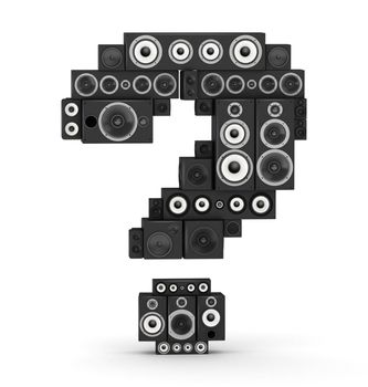 Question mark from black woods hi-fi speakers sound systems