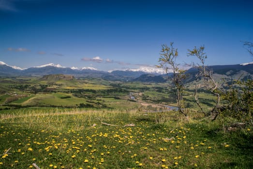 Panoramic view of meadows in Chilean Coyhaique