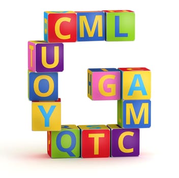 Letter G from ABC cubes for kid spell education