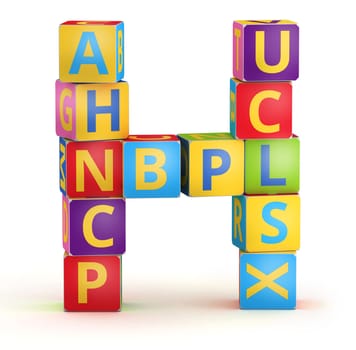 Letter H from ABC cubes for kid spell education