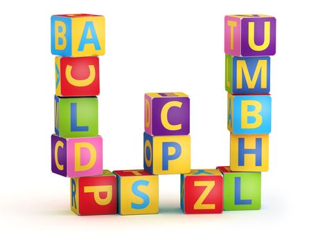 Letter W from ABC cubes for kid spell education