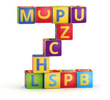 Letter Z from ABC cubes for kid spell education