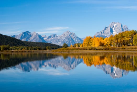 Grand Tetons in full Fall colors