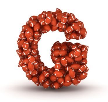 Letter G, making from american football balls