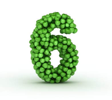 Number 6, from scattered green fresh apples