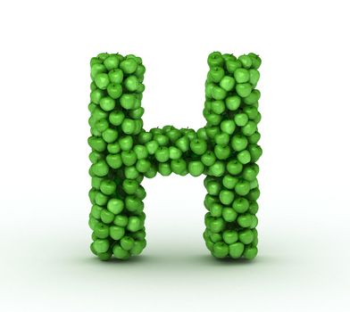 Letter h, from scattered green fresh apples