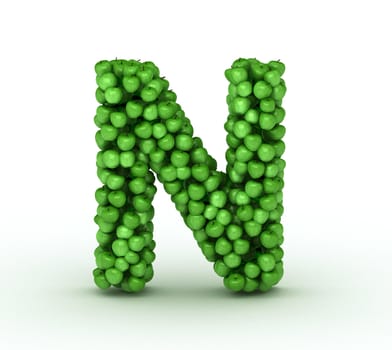 Letter n, from scattered green fresh apples