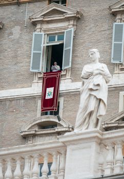 VATICAN - MAY 18: Pope Francis I, born Jorge Mario Bergoglio, during the angelus prayer at the Vatican, 18th May 2014.