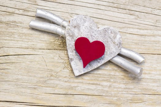 hearts on wooden background