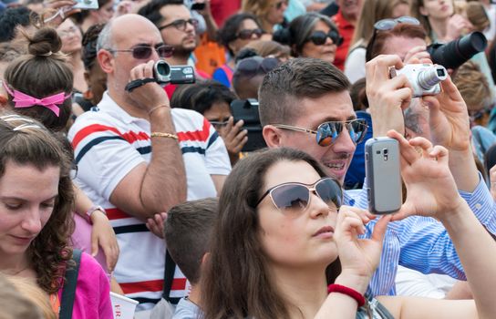 ROME - MAY 18, 2014: The crowd is waiting in St. Peter Square before the Angelus prayer of Pope Francis I, Vatican City, Rome, Italy.