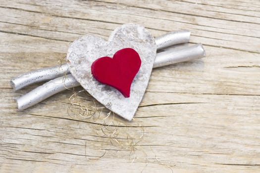 hearts on wooden background