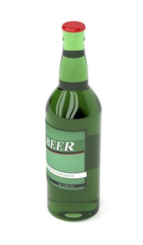 Beer bottle on white background