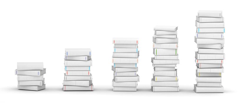 Several white blank books stacks