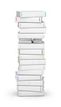 Letter I, stacked from many blank title books in column