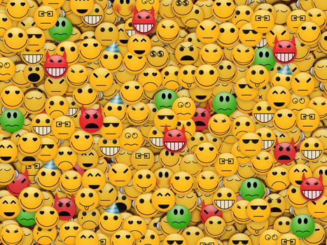 Wall of smiles emoticon - community or society in internet concept