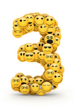 Number 3 compiled from Emoticons smiles with different emotions