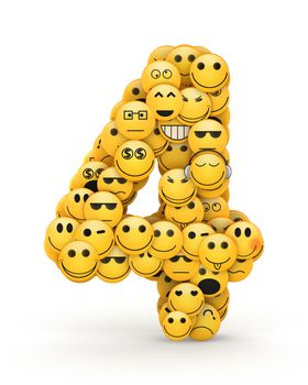 Number 4 compiled from Emoticons smiles with different emotions