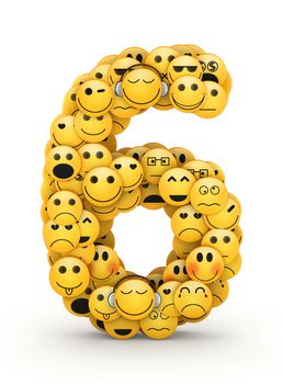 Number 6 compiled from Emoticons smiles with different emotions