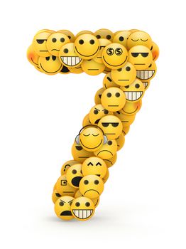 Number 7 compiled from Emoticons smiles with different emotions