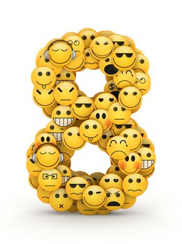 Number 8 compiled from Emoticons smiles with different emotions