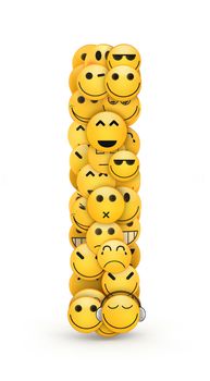 Letter I compiled from Emoticons smiles with different emotions