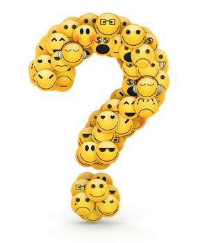 Question mark  compiled from Emoticons smiles with different emotions